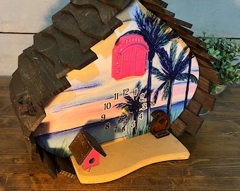 Cuckoo Clock, Unique Cuckoo Clock, Beach Decor, Clock, Unique Shaped Clock, Funky Clock, Home Decor, Cuckoo, Clock Gift Idea