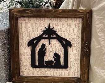Weihnachtskrippe | Krippen-Zeichen | Weihnachtsschild Dekor | Weihnachtsschild | Bauernhaus Zeichen | Weihnachtsdekoration