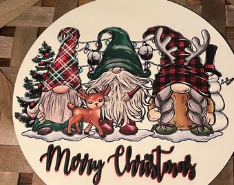 Gnome Christmas sign, Christmas Sign, Merry Christmas Sign, Christmas Door Sign, Gnome Sign