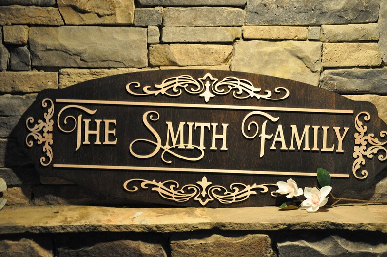 Last Name Sign / Custom Wood Sign / Fancy Name Sign / Wood