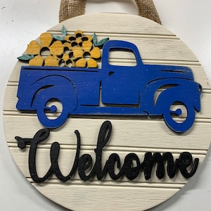 Spring Welcome sign / Vintage Truck Sign/ WElcome Sign/ SMall TRuck Sign