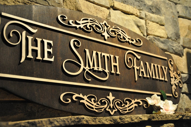 Last Name Sign / Custom Wood Sign / Fancy Name Sign / Wood
