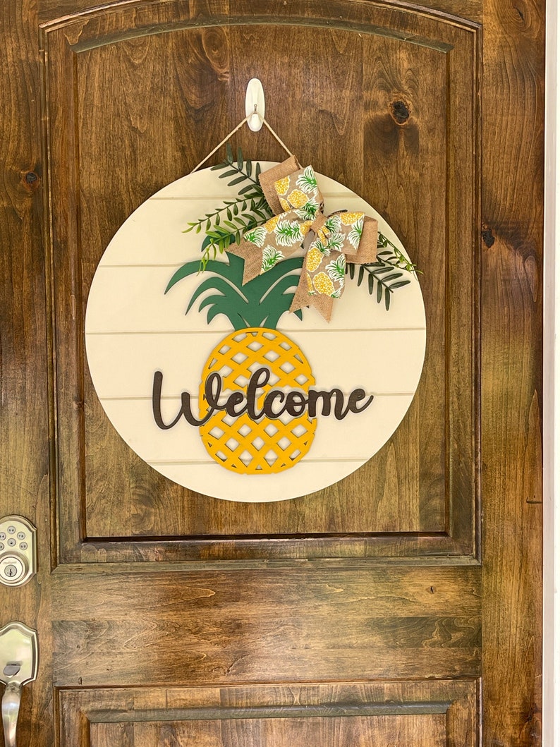 Pineapple Sign Pineapple Decor Pineapple Door Etsy