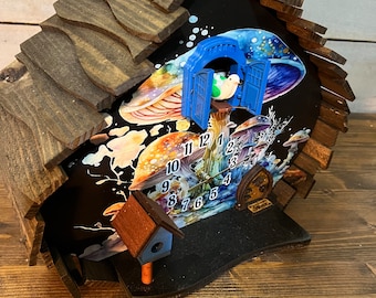Cuckoo Clock, Unique Cuckoo Clock, Mushroom Decor,  Mushroom Clock, Unique Shaped Clock, Funky Clock, Cuckoo, Clock Gift Idea, Clock