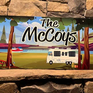 Lake RV Sign, Camper Sign, Weatherproof Rv Sign, Campsite Flag, RV Flag Hanging, RV Hanging Sign, Personalized Rv Sign, Colorful Rv Sign