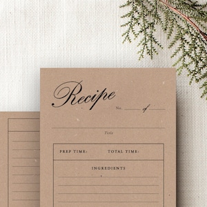 Modèle recto-verso de carte de recette imprimable - Vertical | Téléchargement numérique