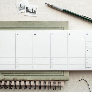 Weekly Planner Paper Notepad - Off-white | Modern Vintage Inspired Stationery