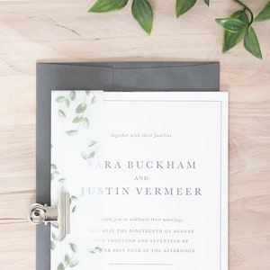 Minimal Greenery Vellum Invitation Wrap Printable | Digital Download