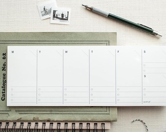Weekly Planner Paper Notepad - Off-white | Modern Vintage Inspired Stationery