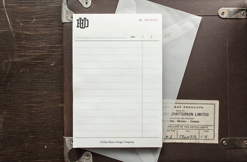 Invoice Notepad Checklist Modern Vintage Inspired Stationery - Etsy