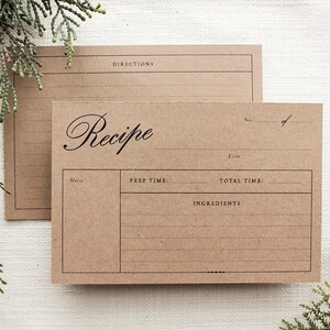 Recipe Card Double-sided Template Printable - Horizontal | Digital Download