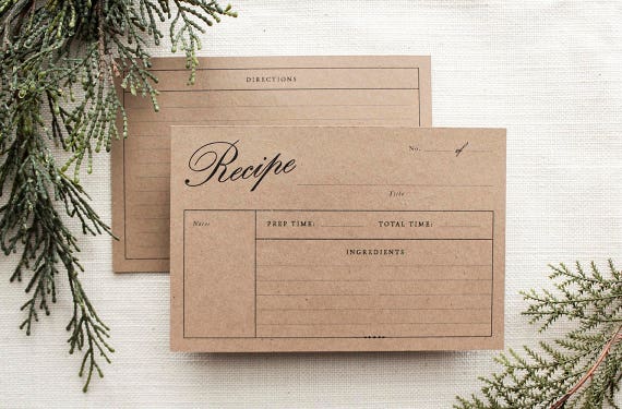 Recipe Card Double-sided Template Printable Horizontal | Etsy