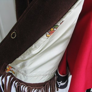 Vintage Western Women's Cowgirl Jacket, Suede Leather Coat, Dark Brown with Fringe, Approx. Medium see meas. photo image 6