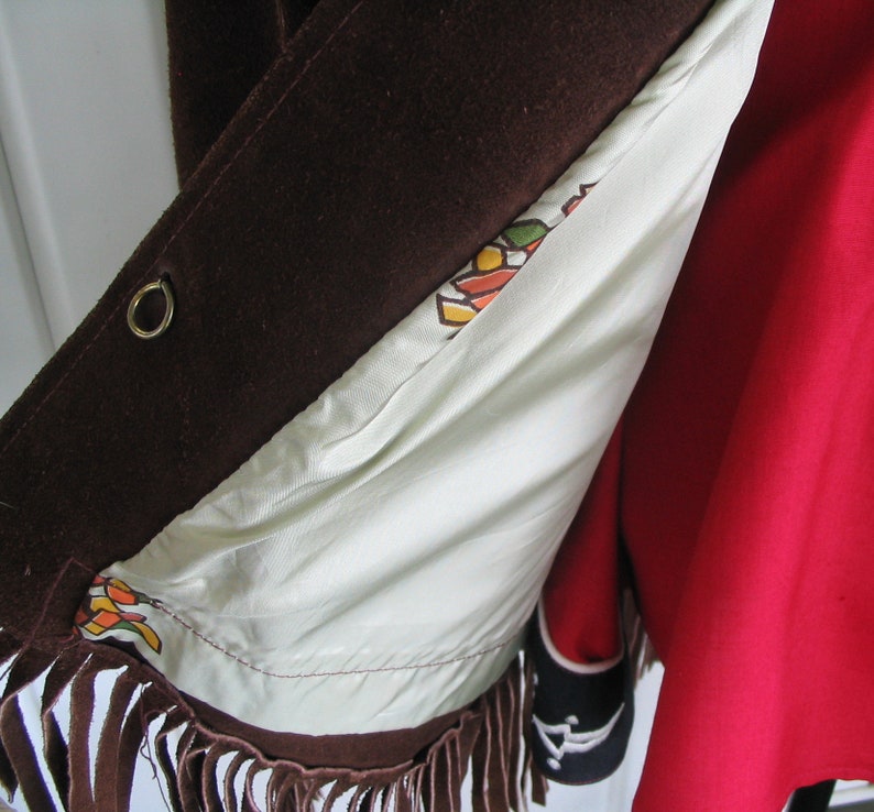 Vintage Western Women's Cowgirl Jacket, Suede Leather Coat, Dark Brown with Fringe, Approx. Medium see meas. photo image 6