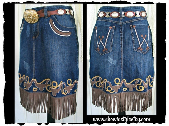 Wrangler Vintage Western Retro Cowgirl Skirt, Frin