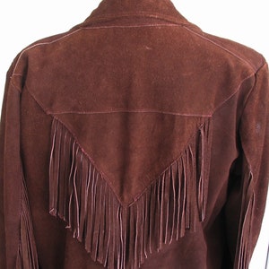 Vintage Western Women's Cowgirl Jacket, Suede Leather Coat, Dark Brown with Fringe, Approx. Medium see meas. photo image 8