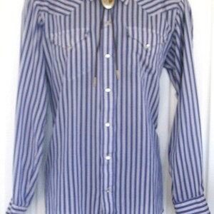 H Bar C, California Ranchwear Vintage Western Men's Cowboy Shirt, Purple & Gray Stripe, 16.5-36, Approx. Large see meas. photo image 3