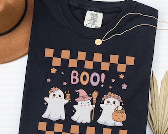 Cute Ghost Lovers Spooky Babes Shirt Halloween Girly Spooky Season Outfit Halloween Party Tee Retro Ghost Spooky Boo Coquette Ghost Shirt