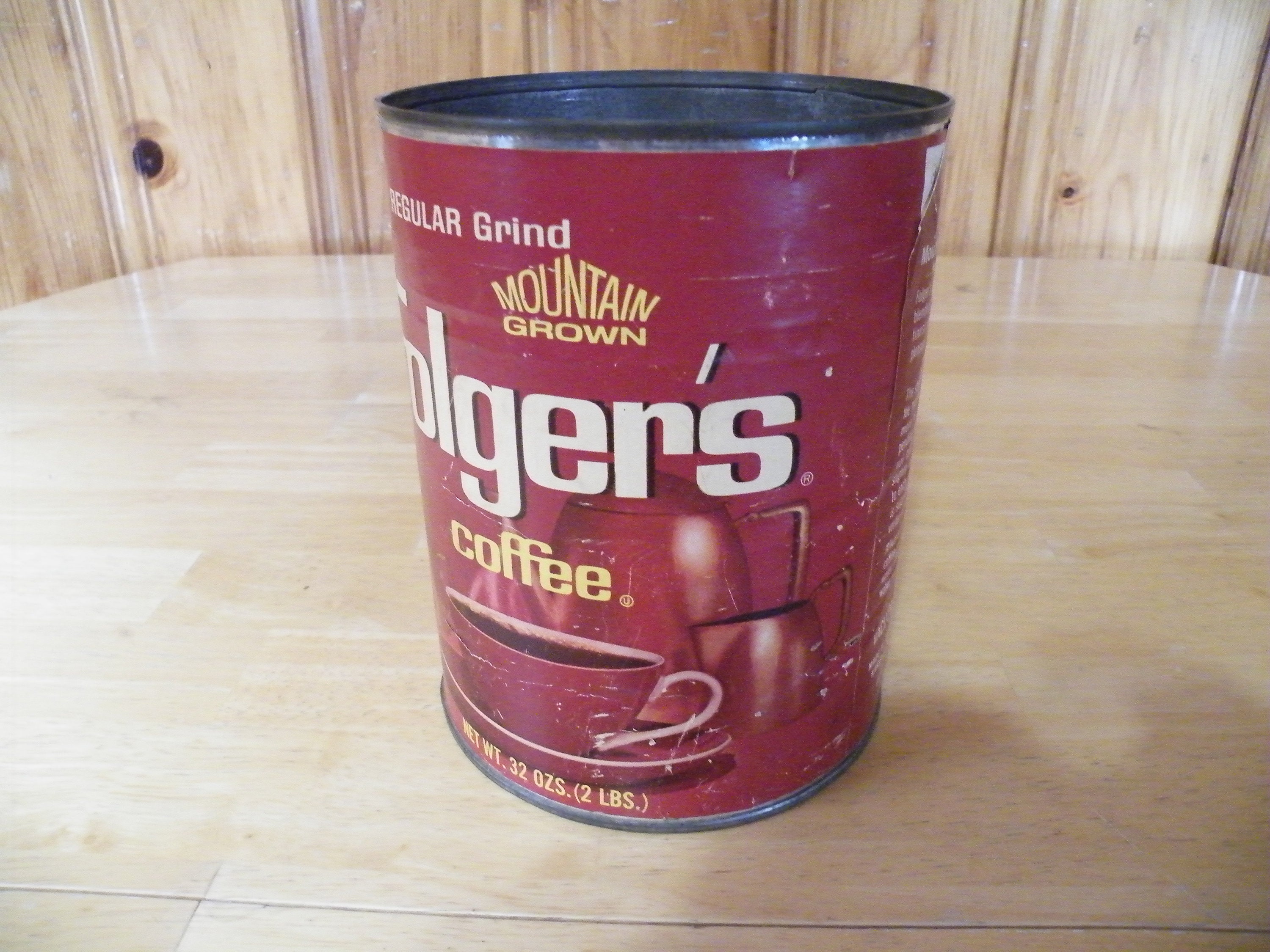FOLGERS COFFEE Can, 32 Oz. Regular Grind Coffee Tin, Mountain Grown, 2 ...