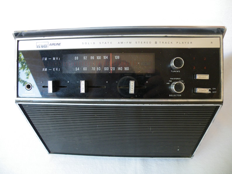 Montgomery Ward Airline Solid State Stereo Portable AMFM Radio With 8 Tract Player