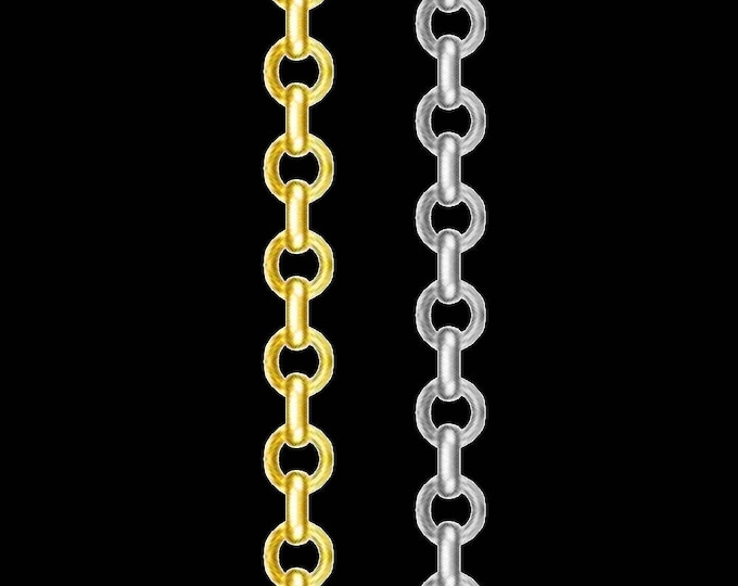 Cable link chain necklace in 14k yellow or white gold, 0.80mm, lobster claw clasp; 16, 18 or 20 inches.