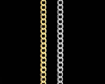 Cuban link chain necklace in 14k yellow or white gold, 2.50mm, lobster clasp; 10, 16, 18, 20, 22 or 24 inches.