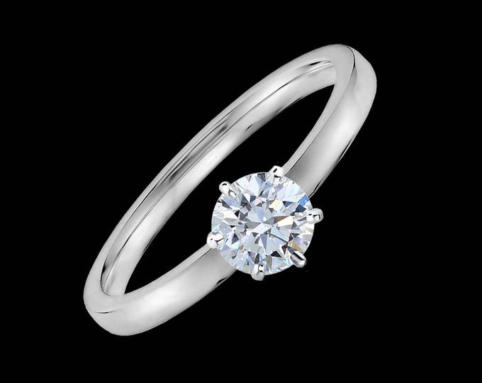 Lewi's 1/2 carat GIA certified diamond engagement ring in 14k white gold.