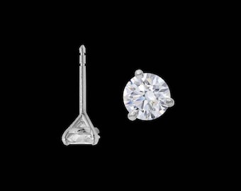 Martini Diamond Stud Earrings in 14k Gold or Platinum (0.46-2.00tcw) + GIA Report