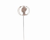 A Handmade 1940 39 s Art Nouveau Crafted Dime Stick-Hat Pin Sterling Silver, 3x.75x.25 quot , 2.28 Grams 3348