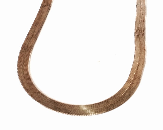 A Statement Heavy 'Han' Mid Century Italian Designer 18" Herringbone Chain Necklace / Sterling Silver, 1/4" Thick, 10.57 Grams #3993