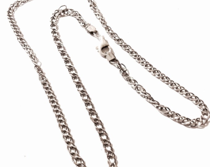 20" mid-century Italian 925 sterling silver double link curb chain, lobster claw clasp.