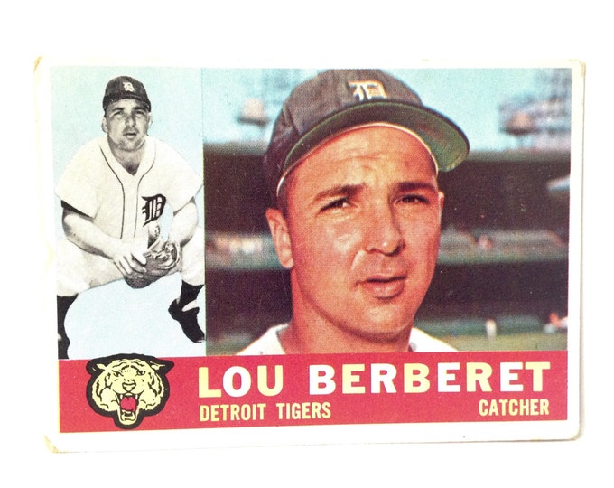 Lou Berberet, Detroit Tigers Catcher, 1960 Topps #6 Collector's-Trading Baseball Card, 3.5x2.5" #3966