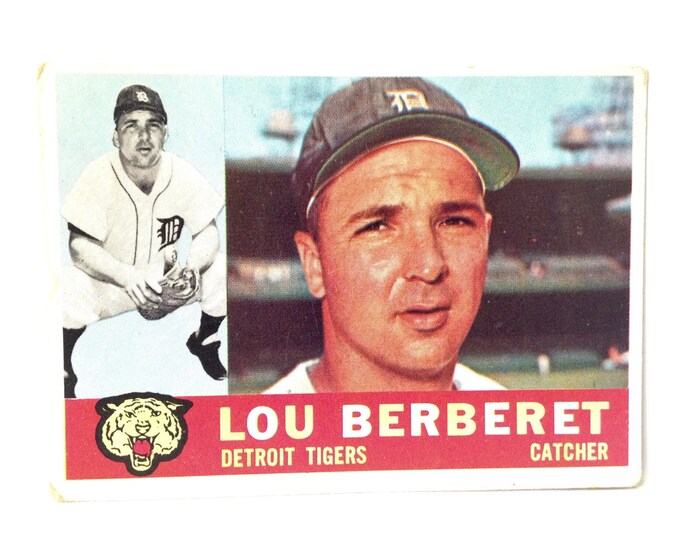 Lou Berberet, Detroit Tigers Catcher, 1960 Topps #6 Collector's-Trading Baseball Card, 3.5x2.5" #3966