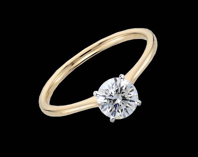 L'amour-Unique 1.00 Carat Round Brilliant GIA Graded Solitaire Diamond Engagement Ring In Gold  (VS2/J/IDEAL) #C109