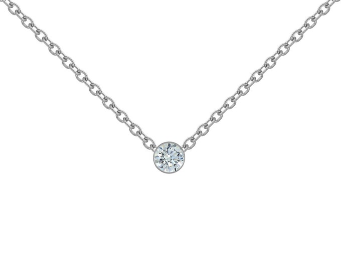 Diamond Necklace in 14k White Gold (.03-ct)