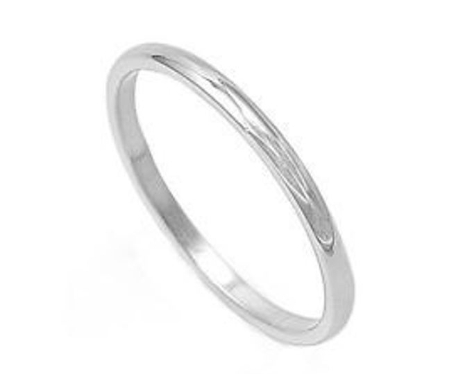 A Suave Custom White Gold Wedding Band Ring / 10K Yellow Gold, 2mm Width #C4