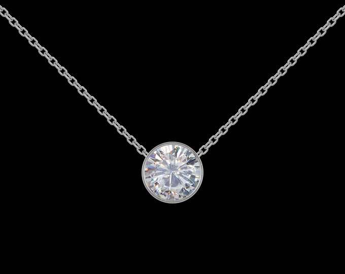 1 ct GIA Diamond Necklace in 14k White Gold