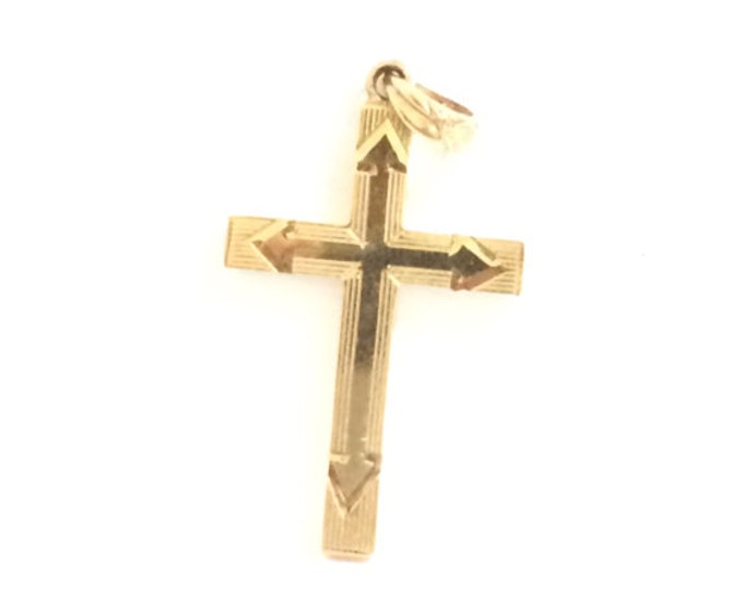 A 1910-20's Art Deco Cross (or) Crucifix Pendant - Medallion / 10K Yellow Gold,  2.5x1.5 cm, .5 Grams #4262