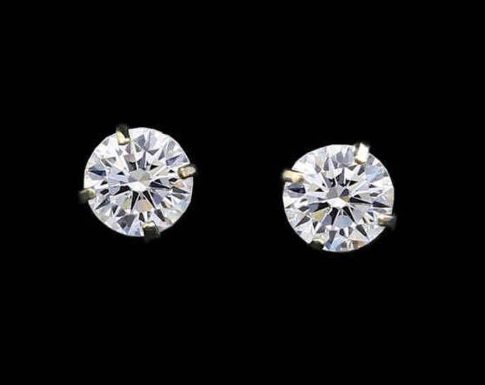 A 1/2 TCW Pair of Round Brilliant Diamond Earrings in 14K White Gold by C. L. Lewis (Ideal-(D)-VS2+GIA Diamond Dossier's)#C77