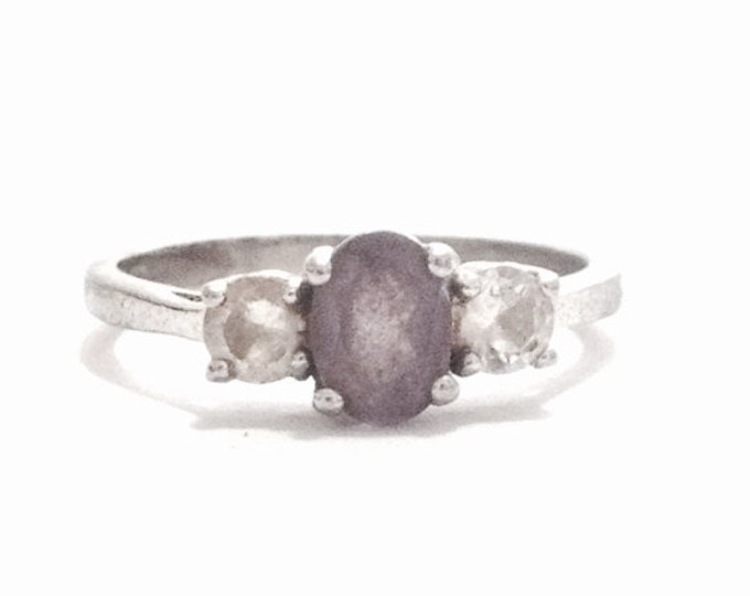 A Designer Signed 'NMY' Amethyst & cz Diamond Embossed Ring / Sterling Silver, USA Ring Size 9, 2.88 Grams #3366