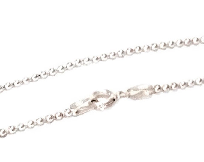 A Suave 925 Italian Bead Chain Necklace In Sterling Silver, w/ Spring Clasp, 1.2MM Wide Dog-Tag Chain (16-30") #C62