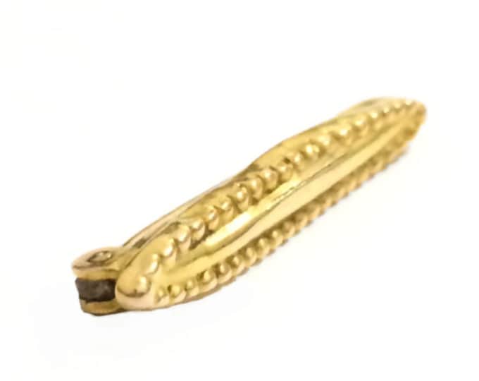 A Delicate 1920-30's Art Nouveau Curved Center Wave - Art Deco Dot-Outlined Pin-Brooch / 10K Yellow Gold, .85x.15x.125" #4172