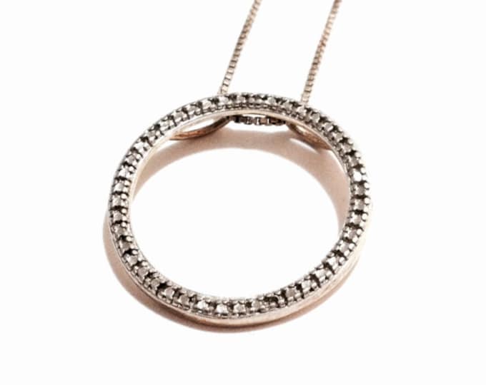 An Oriental Mid-Century Circle Charm-Pendant on an 18" Italian Box-Briollete Chain / Sterling Silver, Spring Clasp, 4.2 Grams #3566