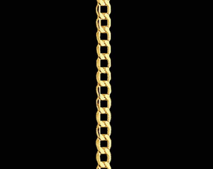 Cuban link chain necklace in 14k yellow gold, 3.50mm, lobster claw clasp; 18, 20, 22 or 24 inches.