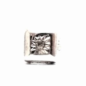 A Stunning Single Pave Brilliant Cut Natural Diamond Stud Earring / Sterling Silver, w/ Butterfly Back, .50 Grams #3412