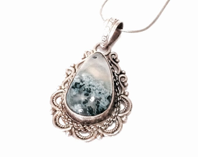 An Incredible Handcrafted Dumortierite Quartz Manifestation Pendant /Sterling Silver on a (925) 20" Snake Chain, 1x2x.25", 15.72 Grams #3873