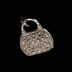 A Mid-Century cz Diamond Charmed Purse Compartment-Locket Pendant / Sterling Silver, .5x.5x.25", 2.48 Grams #3934