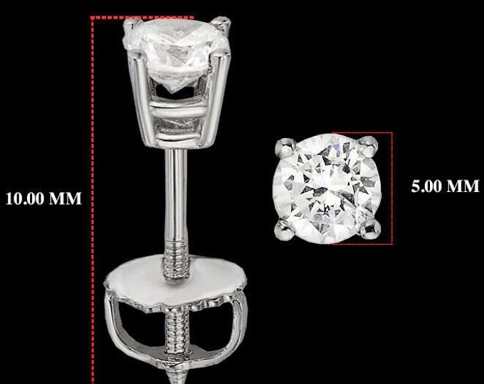 1.00 TCW Natural Diamond Stud Earrings In 14K White Gold #107