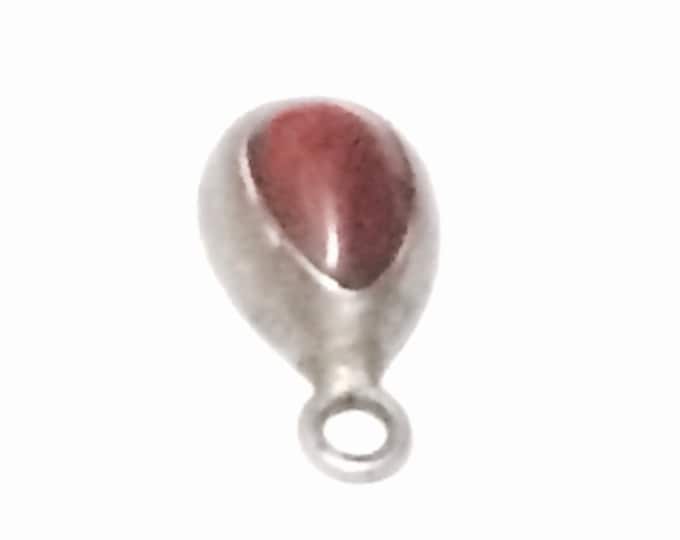 An Early 1930's Solitaire Teardop Sard Charm - Jeweler's Finding / Sterling Silver, .75x.35x.25", 1.50 Grams #3202