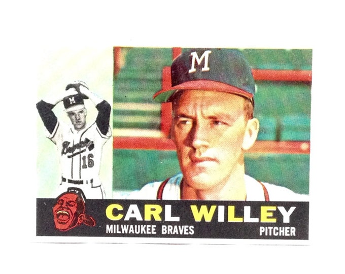 Carl Willey, Milkwaukee Braces Pitcher, #107 Topps 1960 Collector's-Trading Baseball Card, 3.5x2.5" #3974